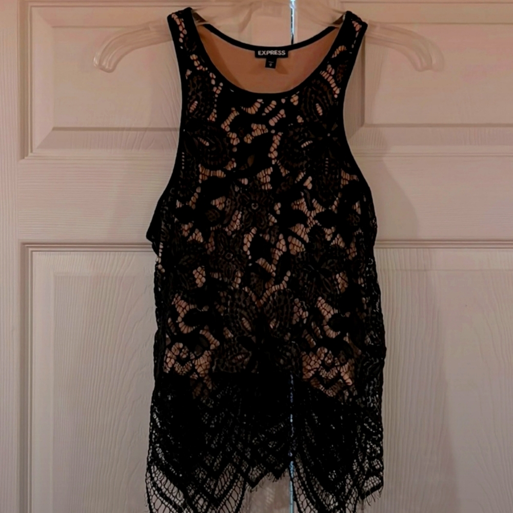 NWOT Express Black & Nude Lace Tank Top ❤️